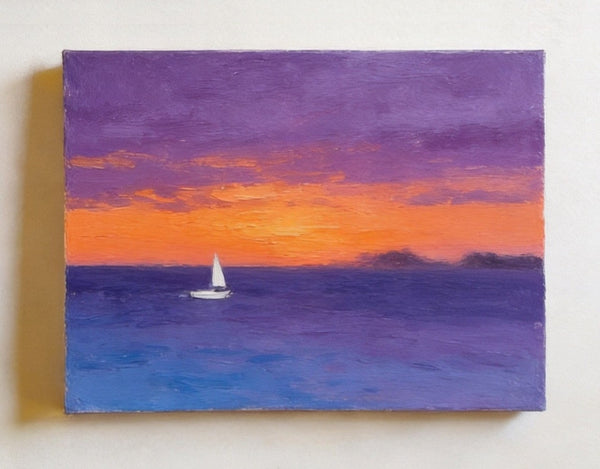 Hand Painted Canvas Art, Quiet Evening Seaview, Original Seascape Paintings, Original Oil Paintings, Buy Small Paintings Online, Small Canvas Artwork-HomePaintingDecor