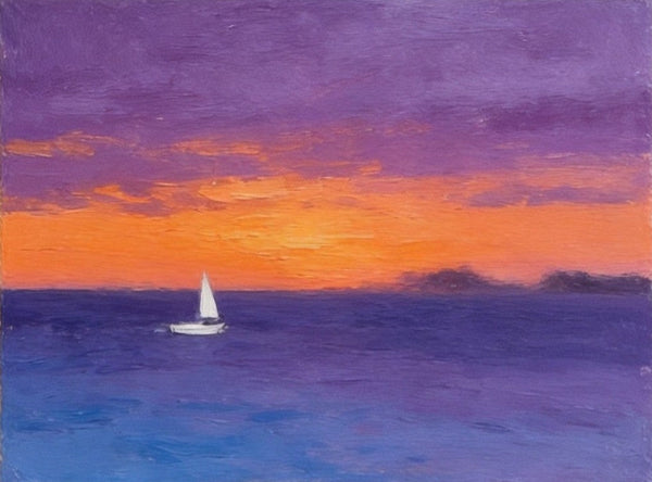 Hand Painted Canvas Art, Quiet Evening Seaview, Original Seascape Paintings, Original Oil Paintings, Buy Small Paintings Online, Small Canvas Artwork-HomePaintingDecor