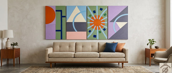 Original Canvas Wall Art for Living Room, Colorful Abstact Art, Geometric Modern Paintings-HomePaintingDecor