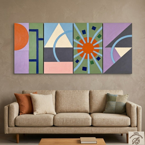 Original Canvas Wall Art for Living Room, Colorful Abstact Art, Geometric Modern Paintings-HomePaintingDecor