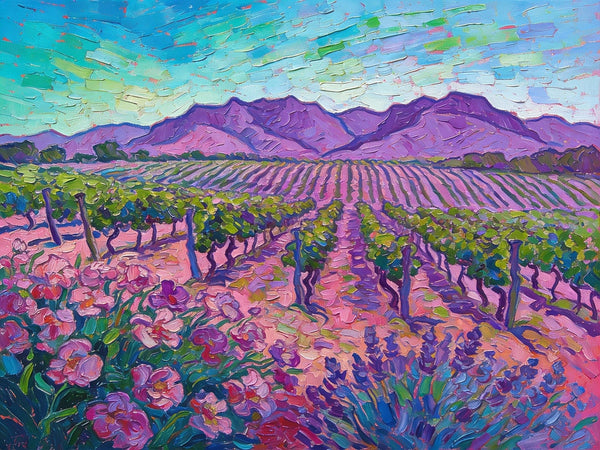 Vineyards at the Foot of the Mountain, Simple Painting Ideas, Landscape Canvas Paintings, Hand Painted Wall Art Paintings, Original Oil Paintings, Small Oil Paintings on Canvas-HomePaintingDecor