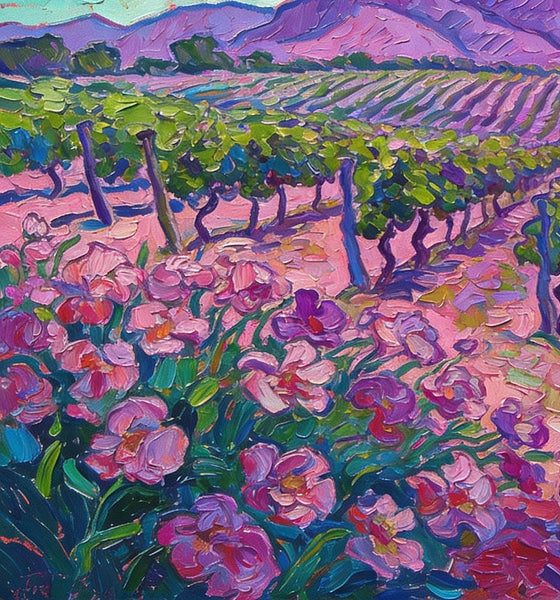 Vineyards at the Foot of the Mountain, Simple Painting Ideas, Landscape Canvas Paintings, Hand Painted Wall Art Paintings, Original Oil Paintings, Small Oil Paintings on Canvas-HomePaintingDecor