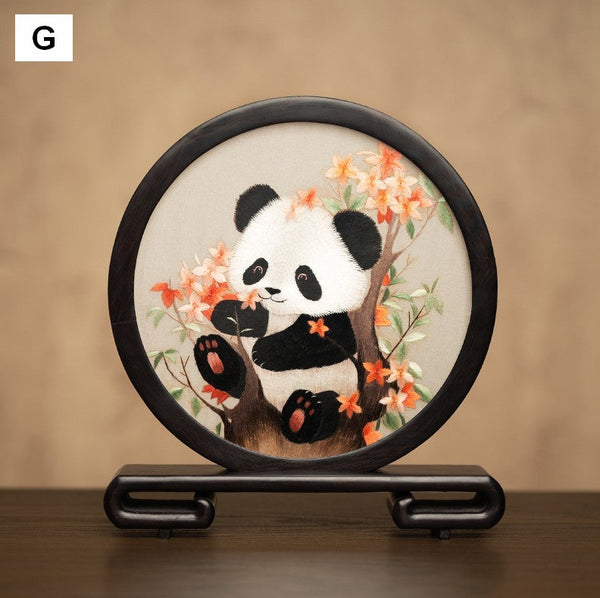 Exclusive Business Present Panda Embroidered Decor, Traditional Chinese Suzhou Embroidery Ornament, Premium Souvenir, Unique Birthday Gift-HomePaintingDecor
