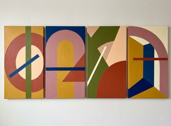 Original Canvas Wall Art for Bedroom, Geometric Modern Paintings, Colorful Abstact Artwork-HomePaintingDecor