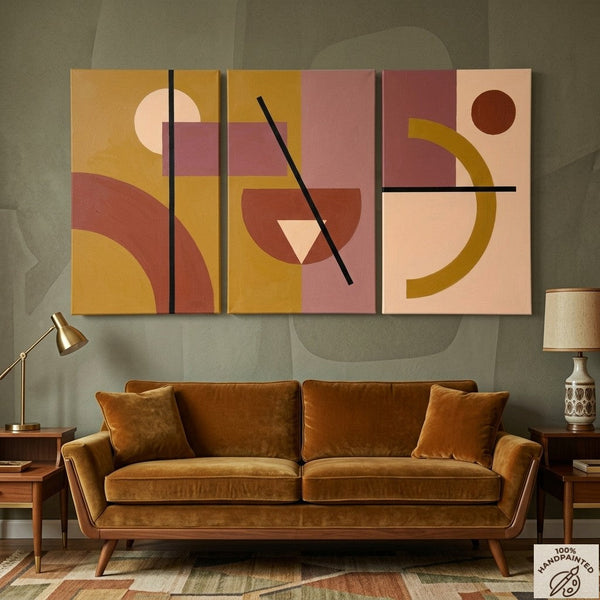 Extra Large Group Paintings for Living Room, Hand Painted Artwork, Geometric Abstract Paintings, Multi Panel Canvas Art
