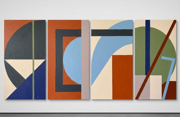 Multi Panel Wall Painting, Hand Painted Canvas Art, Modern Contemporary Paintings, Geometric Abstract Painting-HomePaintingDecor