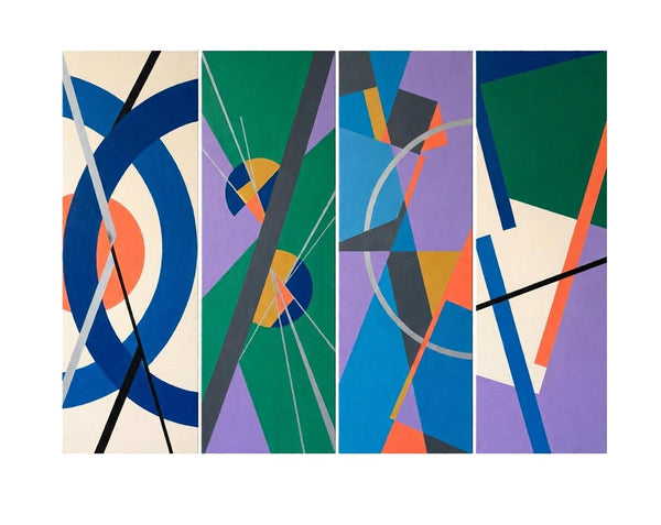 Geometric Abstract Paintings, Modern Contemporary Paintings, Hand Painted Canvas Art, Multi Panel Wall Art Paintings-HomePaintingDecor