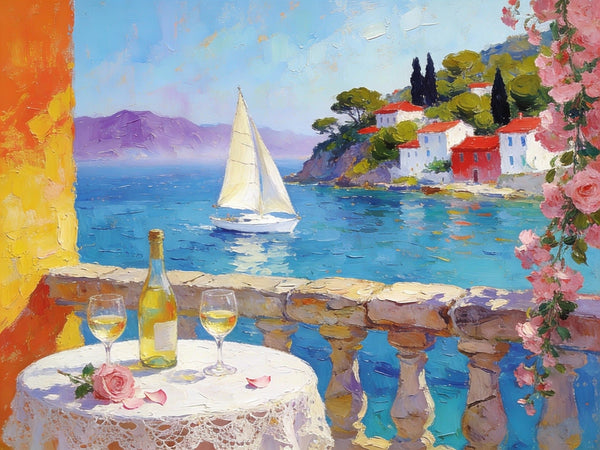 Original Canvas Paintings, A Tranquil Afternoon by the Sea, Small Paintings on Canvas, Heavy Texture Artwork, Landscape Oil Paintings, Hand Painted Wall Art-HomePaintingDecor