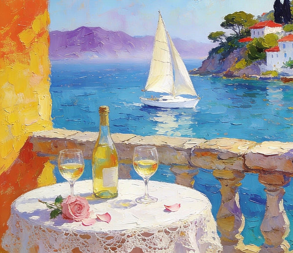 Original Canvas Paintings, A Tranquil Afternoon by the Sea, Small Paintings on Canvas, Heavy Texture Artwork, Landscape Oil Paintings, Hand Painted Wall Art-HomePaintingDecor