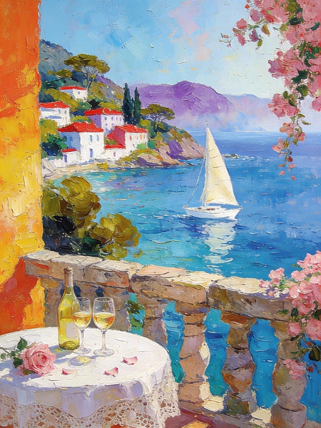 The Beauty of the Mediterranean Coast, Original Small Paintings on Canvas, Seashore Beach, Small Landscape Paintings, Palette Knife Impasto Paintings, Small Paintings on Canvas, Hand Painted Canvas Art-HomePaintingDecor