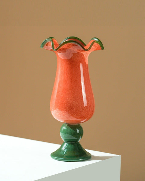 Unique Modern Glass Vase, Contemporary Vase for Modern Home Decor, Modern Glass Flower Vases, Handmade Liuli Vases, Centerpiece Vases on Table-HomePaintingDecor