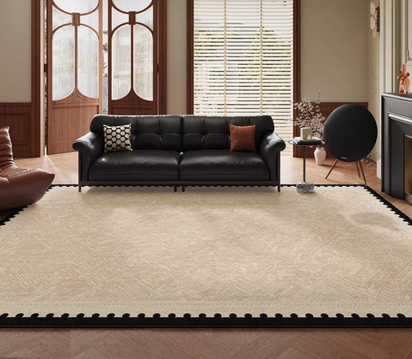 Modern Rugs for Dining Room, Mid Century Modern Rugs Next to Bed, Contemporary Rugs for Bedroom, Cream Modern Carpets for Living Room-HomePaintingDecor
