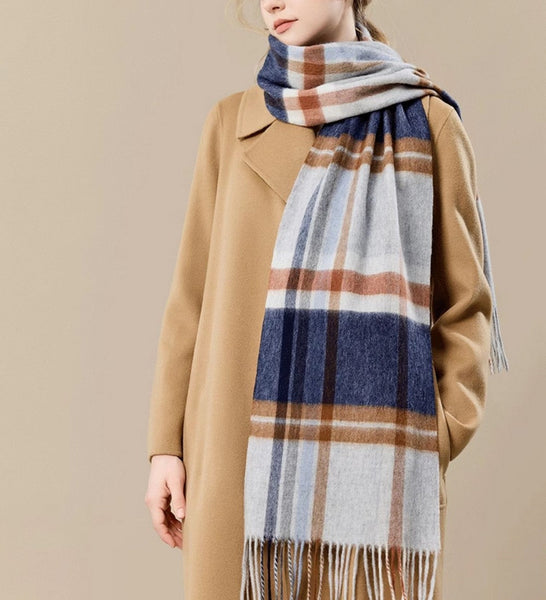 Soft Cashmere Scarf for Women, Checked Scarf Winter Wool Scarf, Elegant Wool Scarves, Warm Winter Scarf, Cold Weather Scarf, Holiday Scarf, Fashion Scarf, Christmas Gifts for Her-HomePaintingDecor