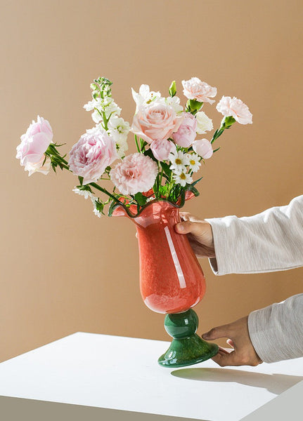 Unique Modern Glass Vase, Contemporary Vase for Modern Home Decor, Modern Glass Flower Vases, Handmade Liuli Vases, Centerpiece Vases on Table-HomePaintingDecor