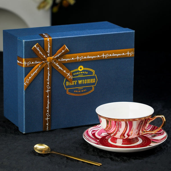 Vintage Ceramic Tea Cup and Saucer Set, Elegant Porcelain Coffee Cups, British Royal Tea Cup and Saucer Set in Gift Box, Porcelain Tea Cup and Saucer Set-HomePaintingDecor