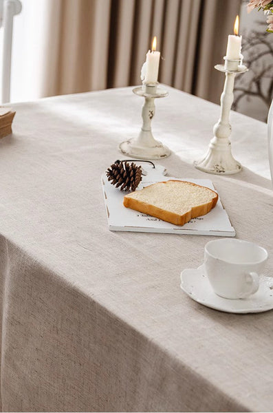 Simple Linen Rectangle Table Cover for Dining Room Table, Large Brown Tablecloth for Home Decoration, Modern Table Cloth, Square Tablecloth for Round Table-HomePaintingDecor