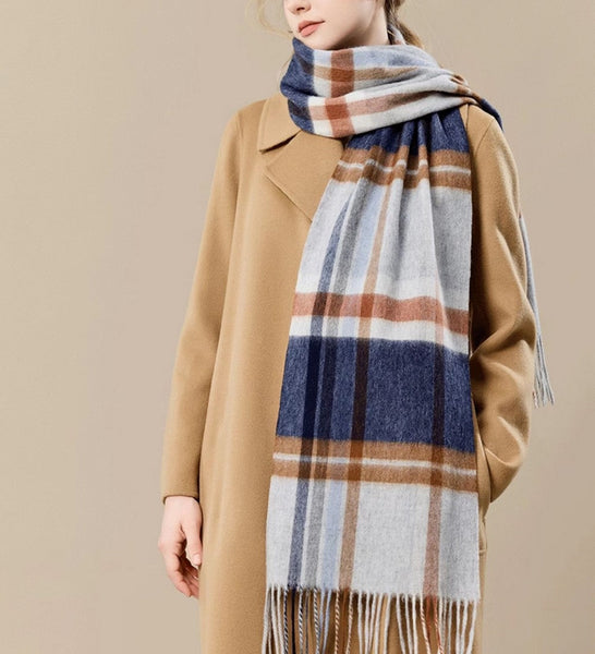 Soft Cashmere Scarf for Women, Checked Scarf Winter Wool Scarf, Elegant Wool Scarves, Warm Winter Scarf, Cold Weather Scarf, Holiday Scarf, Fashion Scarf, Christmas Gifts for Her