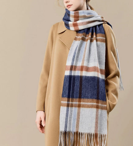 Soft Cashmere Scarf for Women, Checked Scarf Winter Wool Scarf, Elegant Wool Scarves, Warm Winter Scarf, Cold Weather Scarf, Holiday Scarf, Fashion Scarf, Christmas Gifts for Her