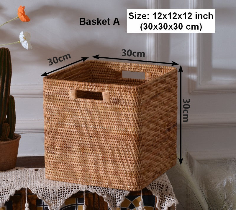 Storage Basket for Shelves, Large Rectangular Storage Basket, Storage Baskets for Kitchen, Woven Storage Basket for Living Room-HomePaintingDecor