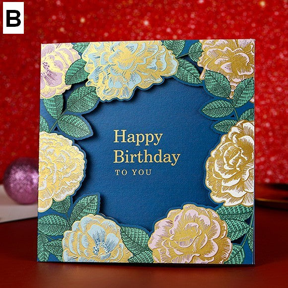 Blue Flower Greeting Cards, Beautiful Greeting Cards to Friends, Creative Birthday Greeting Card, Original Handmade Greeting Cards-HomePaintingDecor