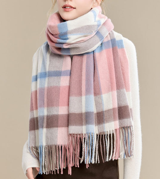 Warm Cape, Gifts for Her, Evening Wrap, Christmas Gift, Large Wool Scarf, Soft Wool Scarf for Women, Checkered Fashion Scarf, Winter Shawl, Elegant Shawl-HomePaintingDecor