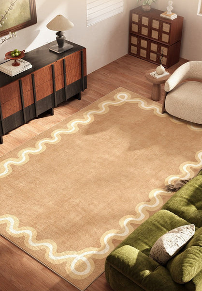 Dining Room Geometric Modern Rugs, Large Modern Rugs for Living Room, Bedroom Modern Rugs, Cream Color Contemporary Modern Rugs-HomePaintingDecor