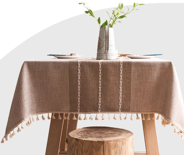 Rectangular Tablecloth for Oval Table, Kitchen Rectangular Table Covers, Modern Table Cloths for Dining Room, Farmhouse Cotton and Linen Tablecloths-HomePaintingDecor