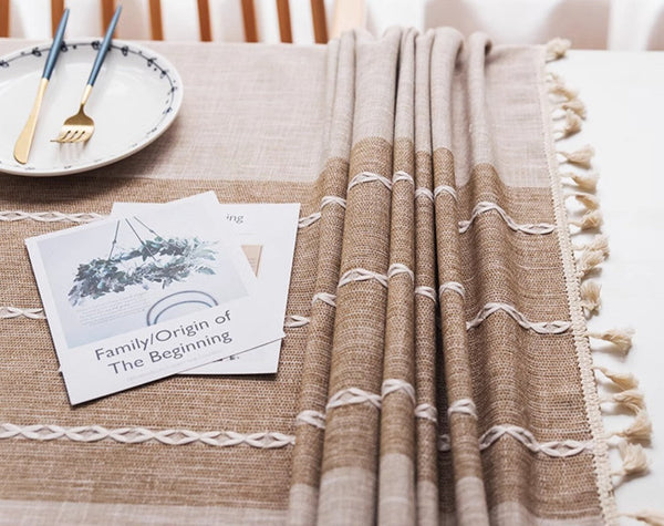 Rectangular Tablecloth for Oval Table, Kitchen Rectangular Table Covers, Modern Table Cloths for Dining Room, Farmhouse Cotton and Linen Tablecloths-HomePaintingDecor