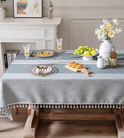 Country Farmhouse Tablecloth, Large Rectangular Tablecloth for Oval Table, Rustic Table Covers for Kitchen, Cotton and Linen Tablecloth for Dining Room Table-HomePaintingDecor