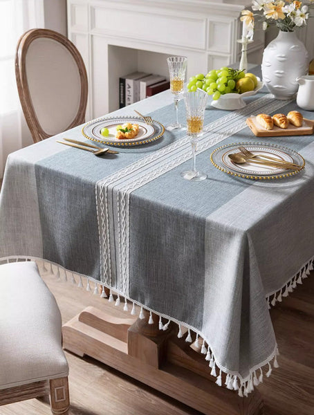 Country Farmhouse Tablecloth, Large Rectangular Tablecloth for Oval Table, Rustic Table Covers for Kitchen, Cotton and Linen Tablecloth for Dining Room Table-HomePaintingDecor