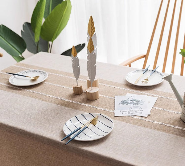 Farmhouse Cotton and Linen Tablecloths, Rectangular Tablecloth for Oval Table, Kitchen Rectangular Table Covers, Modern Table Cloths for Dining Room-HomePaintingDecor
