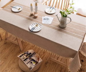 Rectangular Tablecloth for Oval Table, Kitchen Rectangular Table Covers, Modern Table Cloths for Dining Room, Farmhouse Cotton and Linen Tablecloths-HomePaintingDecor