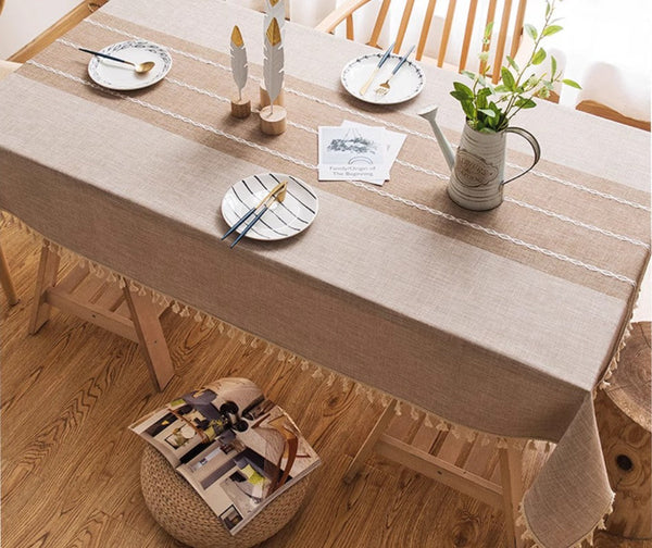 Rectangular Tablecloth for Oval Table, Kitchen Rectangular Table Covers, Modern Table Cloths for Dining Room, Farmhouse Cotton and Linen Tablecloths-HomePaintingDecor