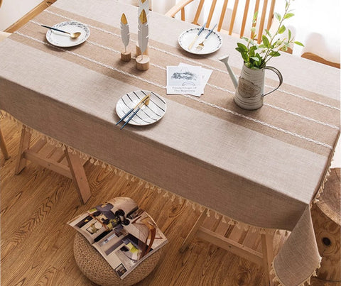 Rectangular Tablecloth for Oval Table, Kitchen Rectangular Table Covers, Modern Table Cloths for Dining Room, Farmhouse Cotton and Linen Tablecloths-HomePaintingDecor
