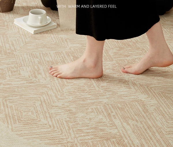 Modern Rugs for Dining Room, Mid Century Modern Rugs Next to Bed, Contemporary Rugs for Bedroom, Cream Modern Carpets for Living Room-HomePaintingDecor