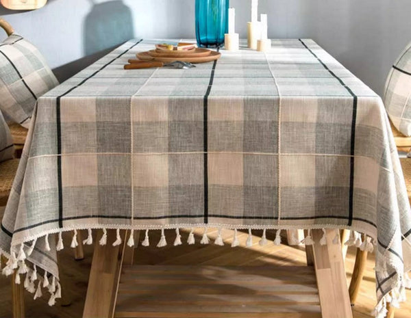 Rectangular Tablecloth for Oval Table, Cotton and Linen Tablecloths, Kitchen Rectangular Table Covers, Farmhouse Table Cloths for Dining Room-HomePaintingDecor