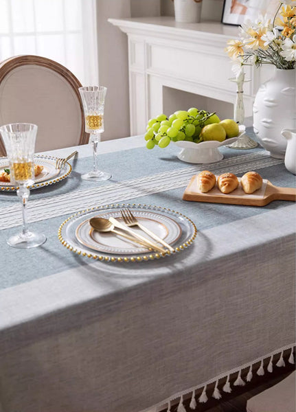 Country Farmhouse Tablecloth, Large Rectangular Tablecloth for Oval Table, Rustic Table Covers for Kitchen, Cotton and Linen Tablecloth for Dining Room Table-HomePaintingDecor