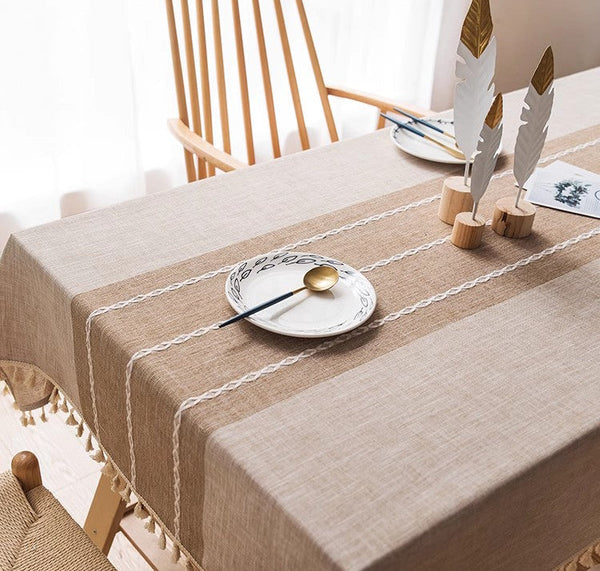 Rectangular Tablecloth for Oval Table, Kitchen Rectangular Table Covers, Modern Table Cloths for Dining Room, Farmhouse Cotton and Linen Tablecloths-HomePaintingDecor