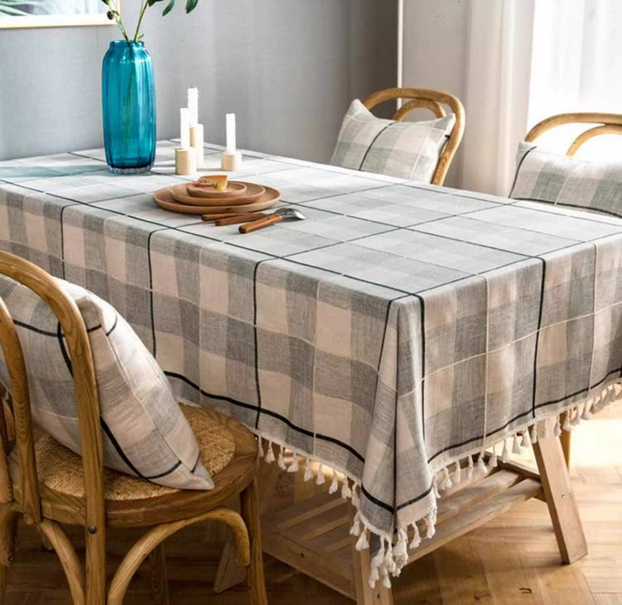 Rectangular Tablecloth for Oval Table, Cotton and Linen Tablecloths, Kitchen Rectangular Table Covers, Farmhouse Table Cloths for Dining Room-HomePaintingDecor