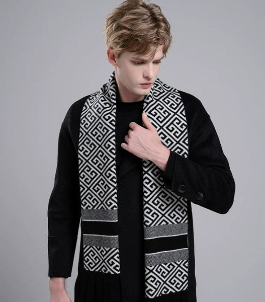 Formal Men Scarf Styles, Men's Wool Scarf Winter, Modern Casual Scarf Men, Men's Winter Scarf, Thick Wool Scarf for Men, Business Wool Scarf for Gentleman