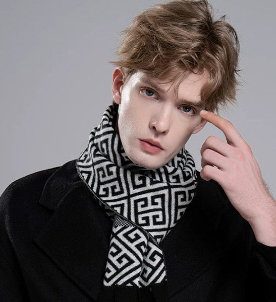 Formal Men Scarf Styles, Men's Wool Scarf Winter, Modern Casual Scarf Men, Men's Winter Scarf, Thick Wool Scarf for Men, Business Wool Scarf for Gentleman