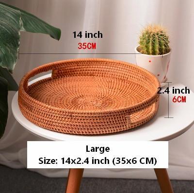 Rattan Round Basket with Handle, Storage Baskets for Kitchen, Woven Storage Baskets, Rattan Storage Basket-HomePaintingDecor