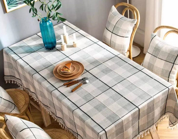 Rectangular Tablecloth for Oval Table, Cotton and Linen Tablecloths, Kitchen Rectangular Table Covers, Farmhouse Table Cloths for Dining Room-HomePaintingDecor