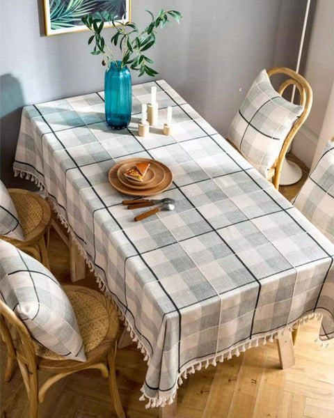 Rectangular Tablecloth for Oval Table, Cotton and Linen Tablecloths, Kitchen Rectangular Table Covers, Farmhouse Table Cloths for Dining Room-HomePaintingDecor
