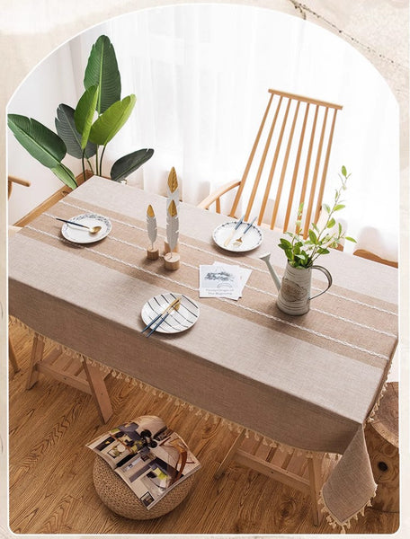 Rectangular Tablecloth for Oval Table, Kitchen Rectangular Table Covers, Modern Table Cloths for Dining Room, Farmhouse Cotton and Linen Tablecloths-HomePaintingDecor