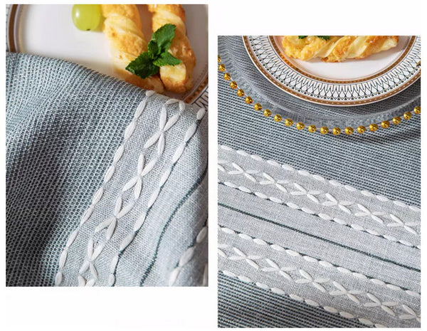 Country Farmhouse Tablecloth, Large Rectangular Tablecloth for Oval Table, Rustic Table Covers for Kitchen, Cotton and Linen Tablecloth for Dining Room Table-HomePaintingDecor