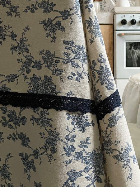 Extra Large Vintage Rectangle Tablecloth for Dining Room Table, Rustic Farmhouse Table Cover for Kitchen, French Flower Pattern Tablecloth for Round Table-HomePaintingDecor