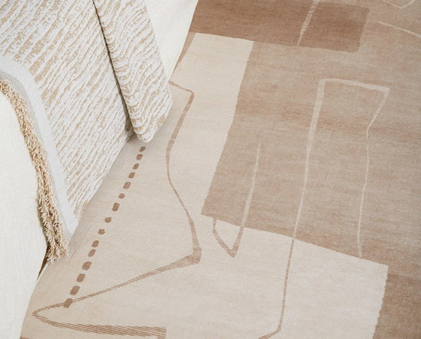 Abstract Modern Rugs for Living Room, Contemporary Modern Rugs Next to Bed, Geometric Modern Rugs under Dining Room Table, Brown Modern Carpets for Office-HomePaintingDecor