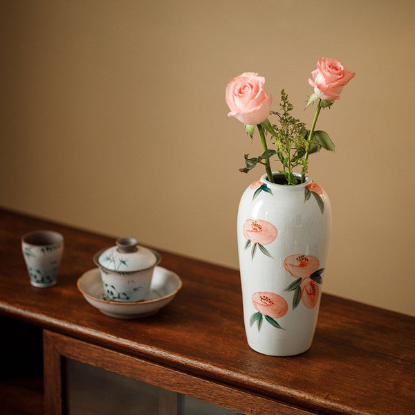 Porcelain Flower Vases, Handmade Water Holding Flower Vases, Modern Flower Vase Centerpiece on Table, Ceramic Bouquet Vases-HomePaintingDecor