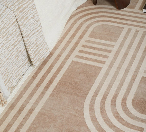 Unique Geometric Modern Rugs under Dining Room Table, Brown Modern Carpets for Office, Abstract Modern Rugs for Living Room, Contemporary Modern Rugs Next to Bed-HomePaintingDecor